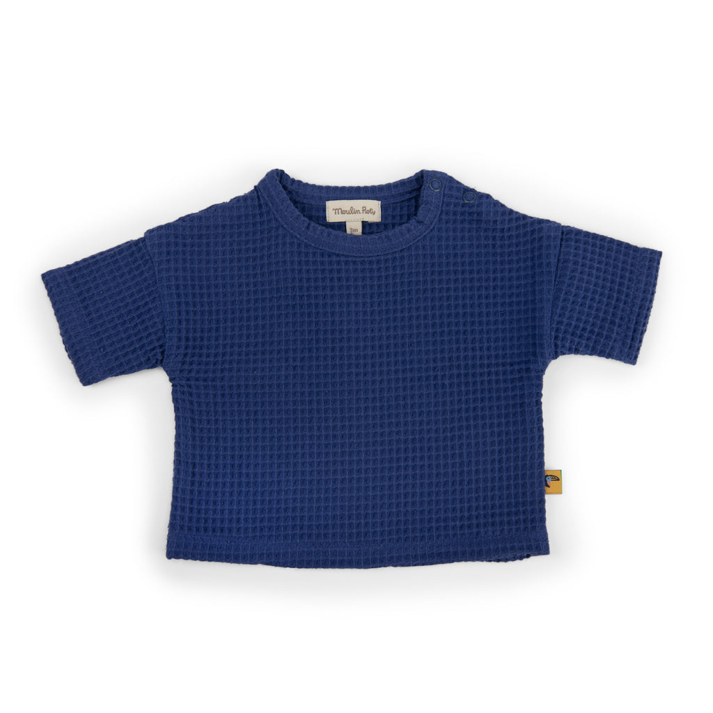 Blue Honeycomb Muslin T-Shirt, Naom