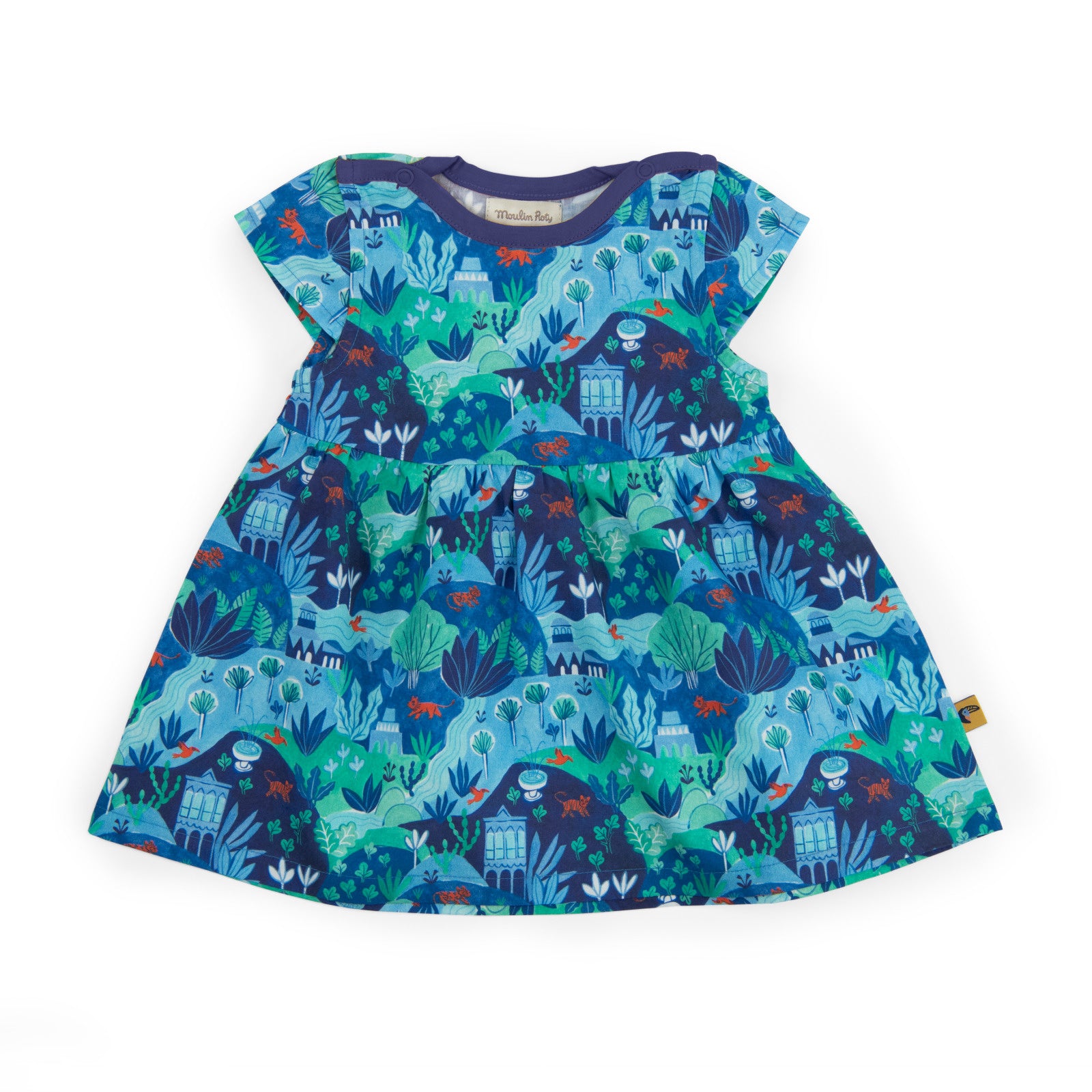 Short-sleeve dress enchanted city print, Nadege