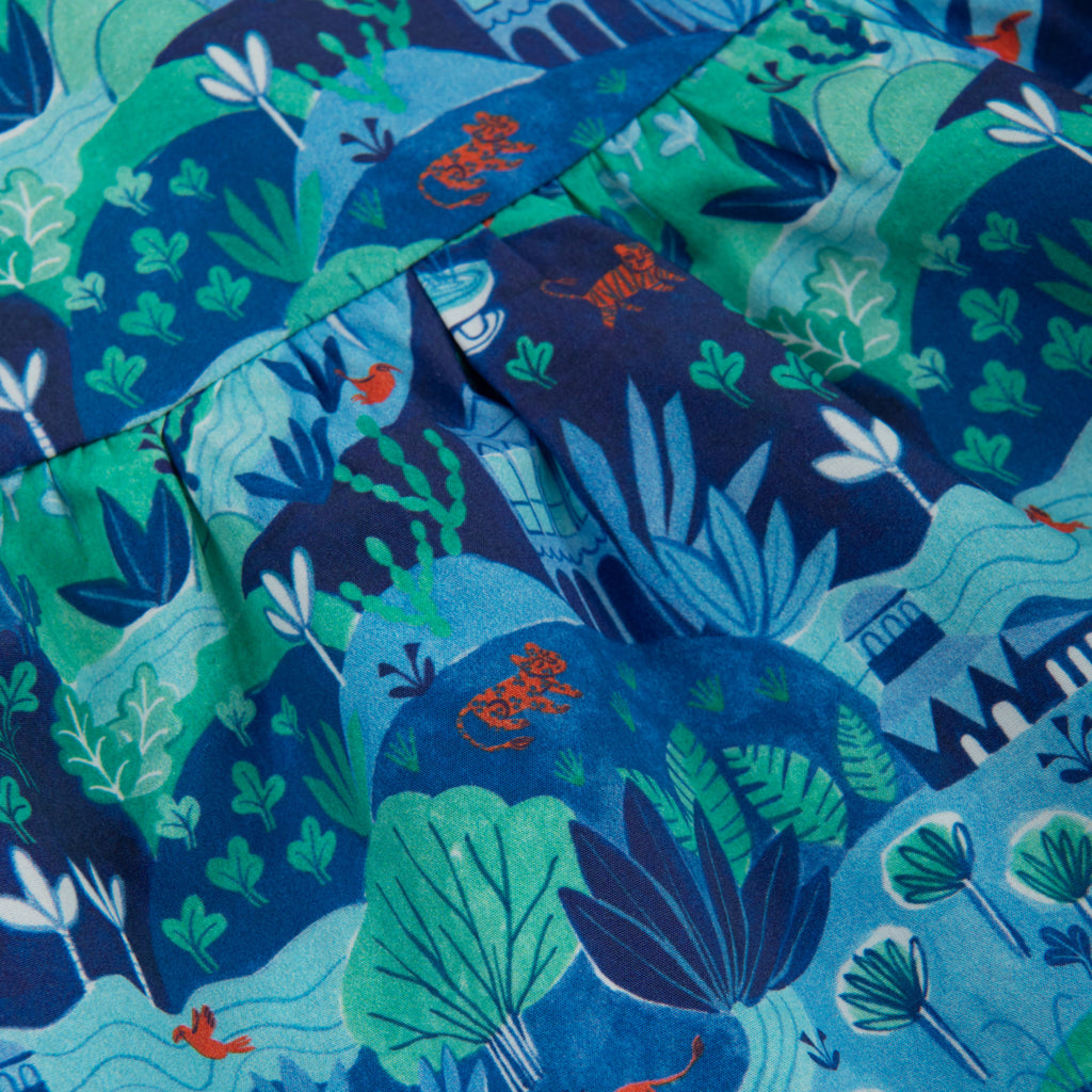 Short-sleeve dress enchanted city print, Nadege