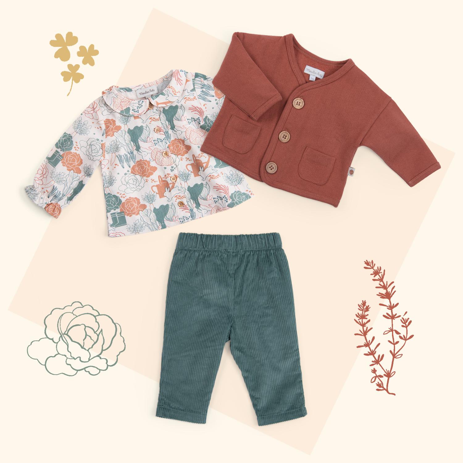 Blusa con colletto in cotone bio stampa orto, Isée