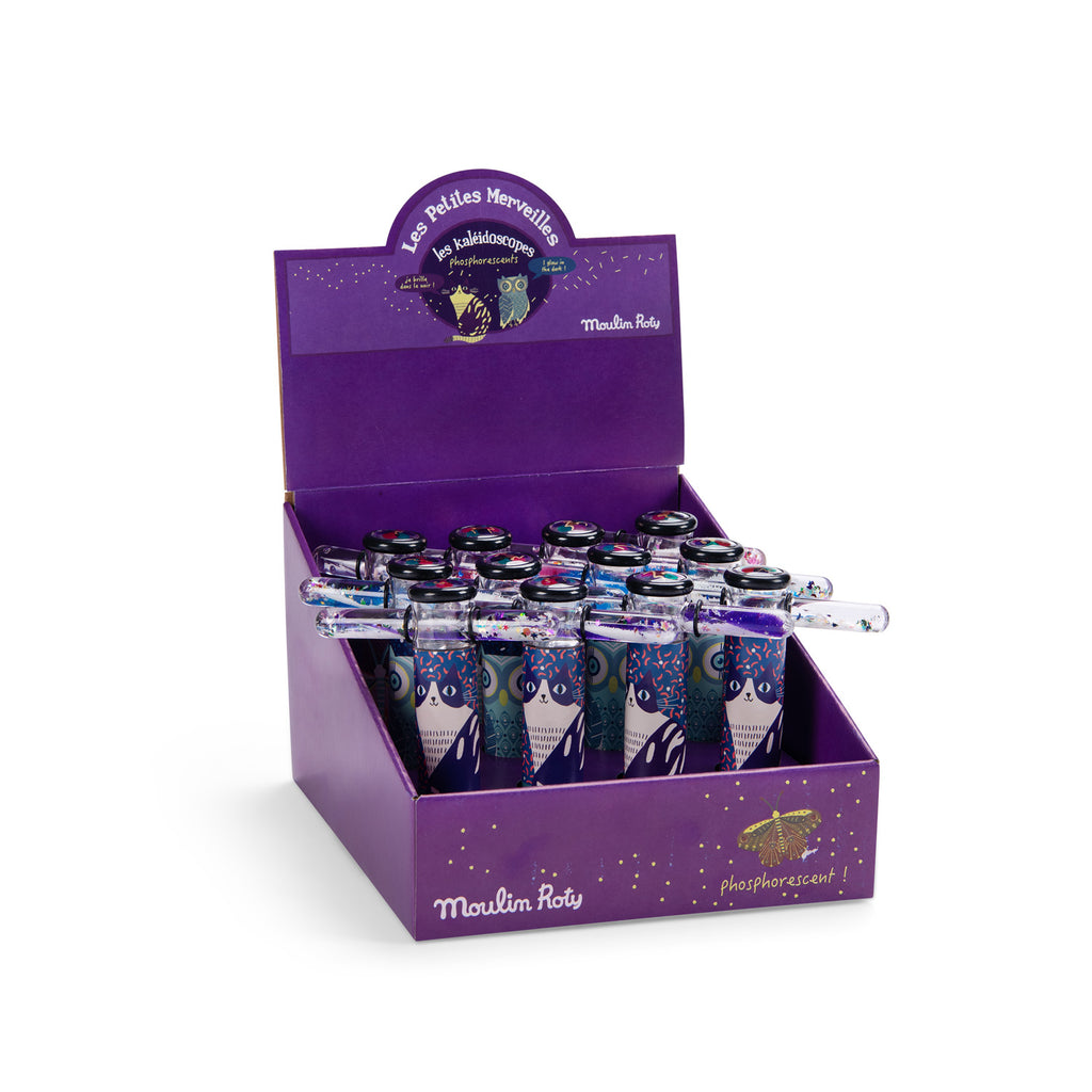 Moulin Roty | Caleidoscopio fosforescente gel con confetti, Gatto