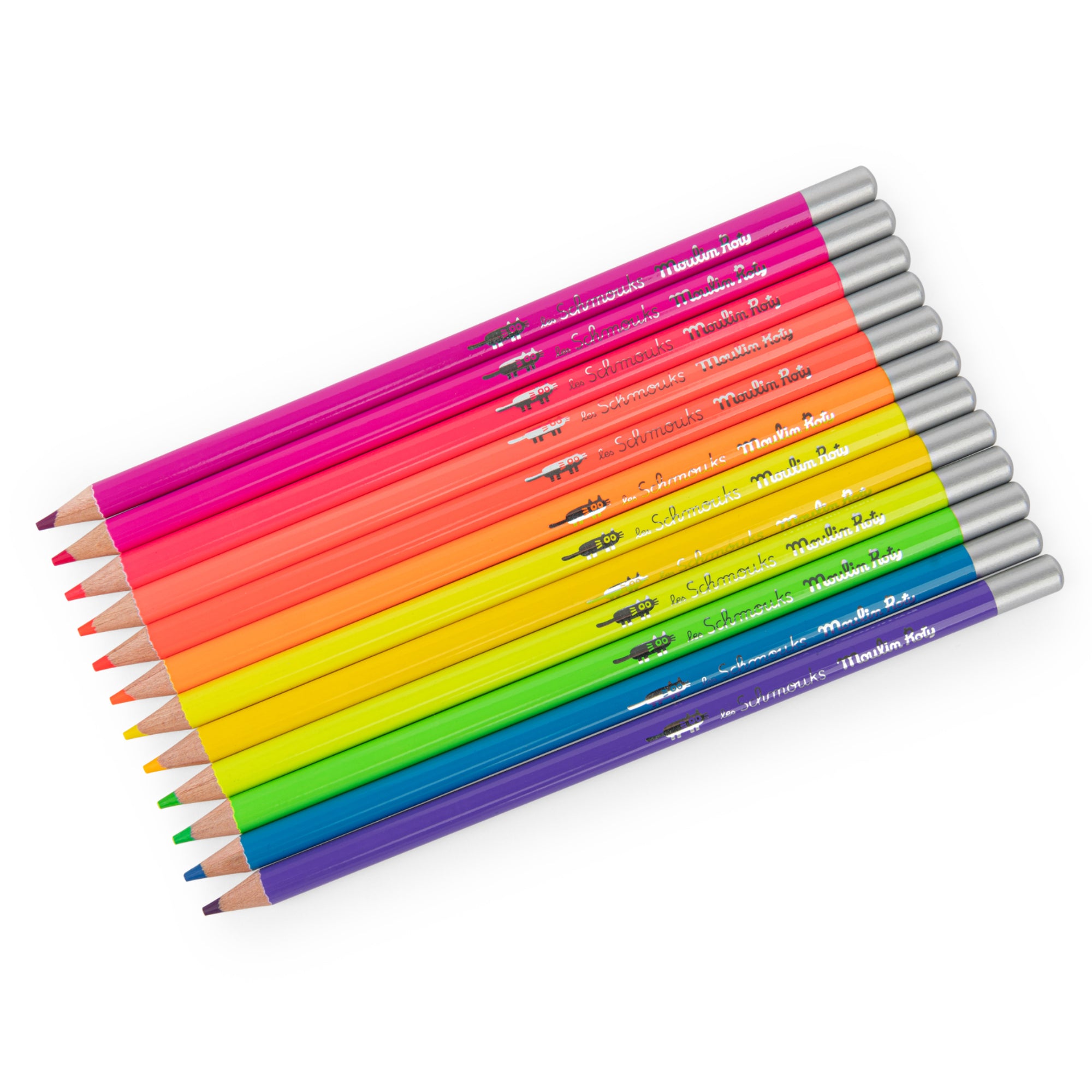 Scatola metallo con 12 matite neon