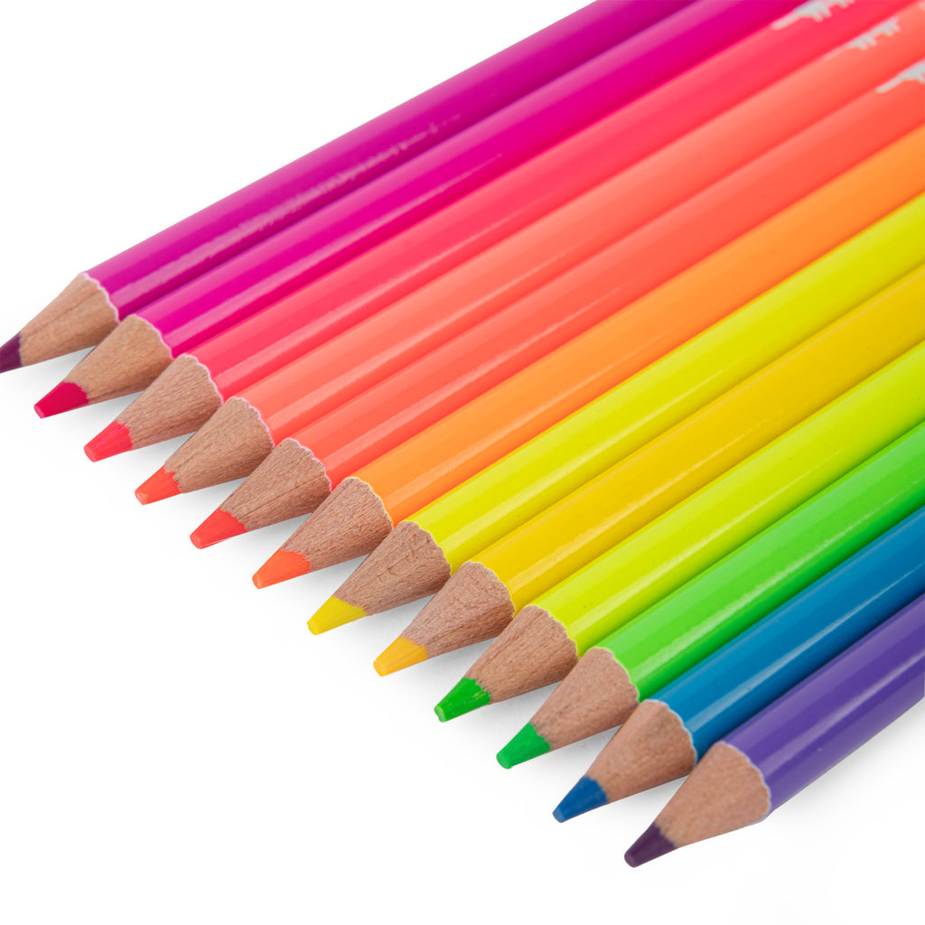 Metal box with 12 neon pencils