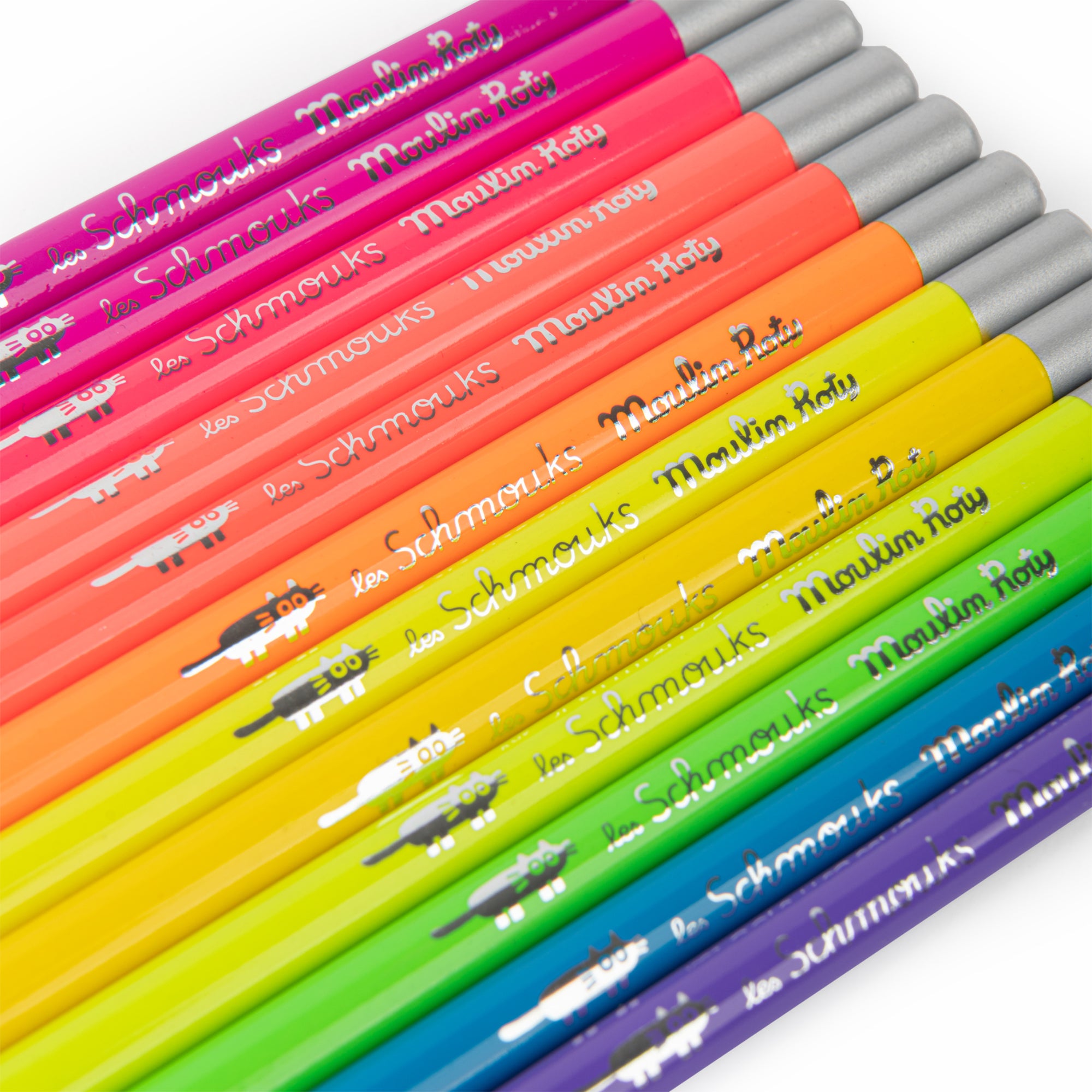 Scatola metallo con 12 matite neon
