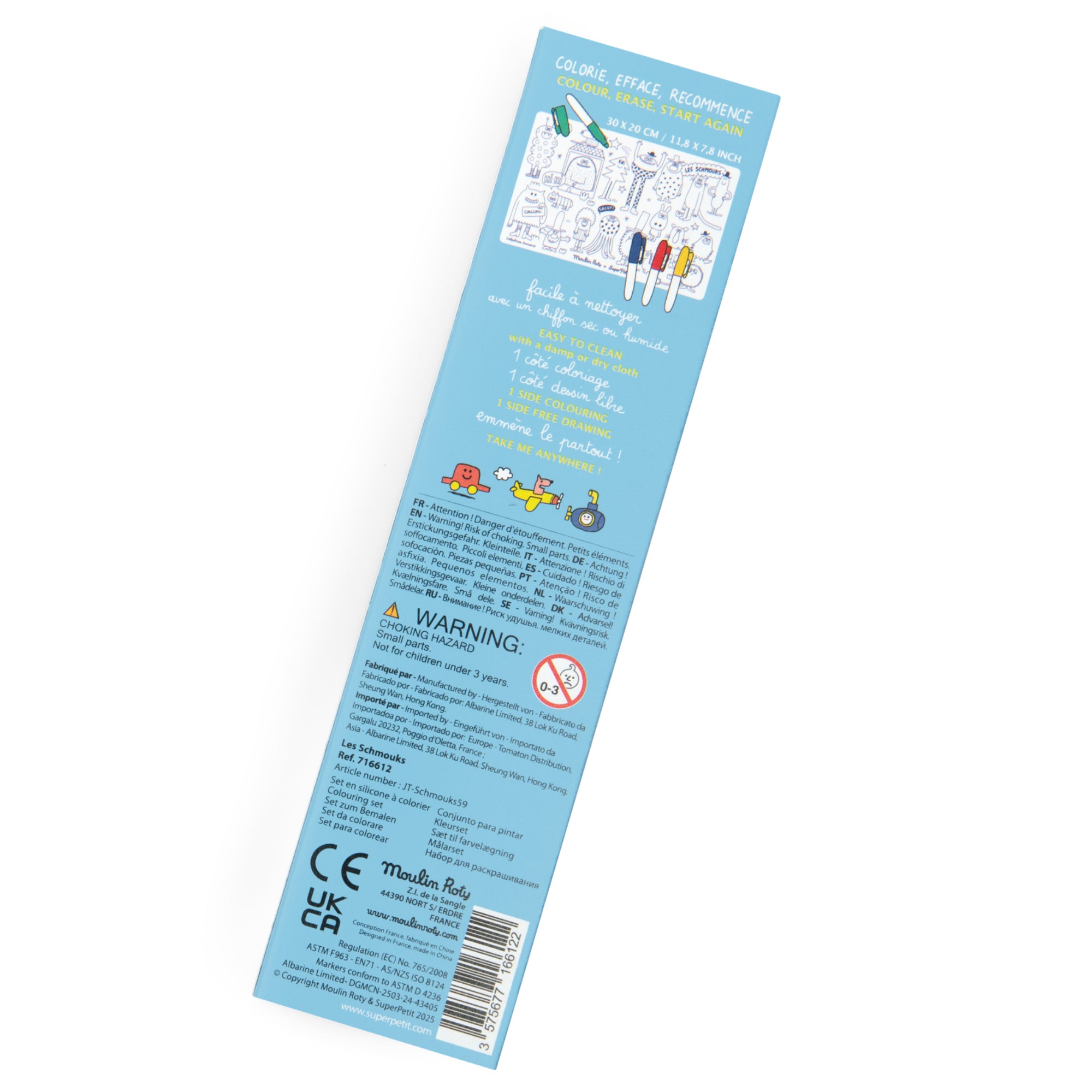 Mini tovaglietta in silicone da colorare con pennarelli, Les Schmouks