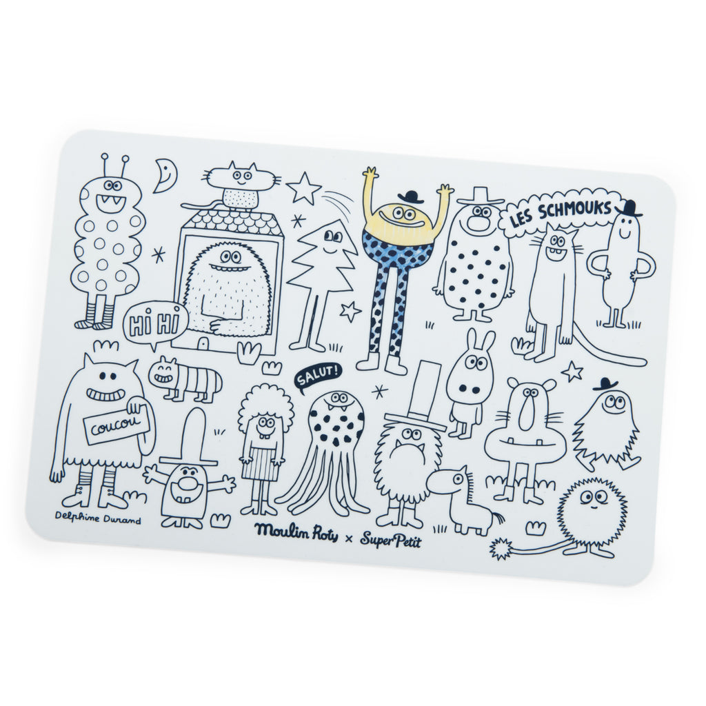 Mini silicone placemat to color with markers, Les Schmouks
