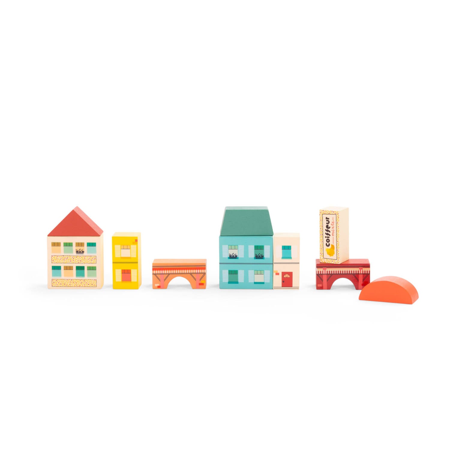 Wooden Village Building Blocks, 34pcs