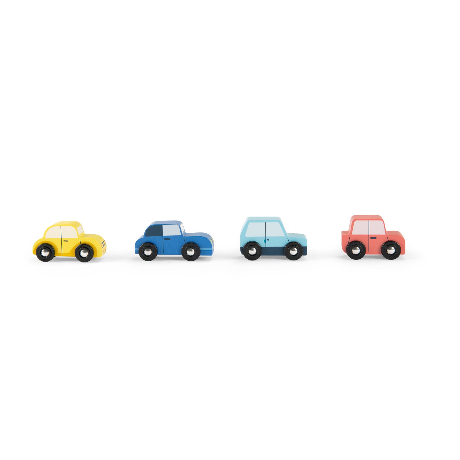 Set of 4 wooden cars
