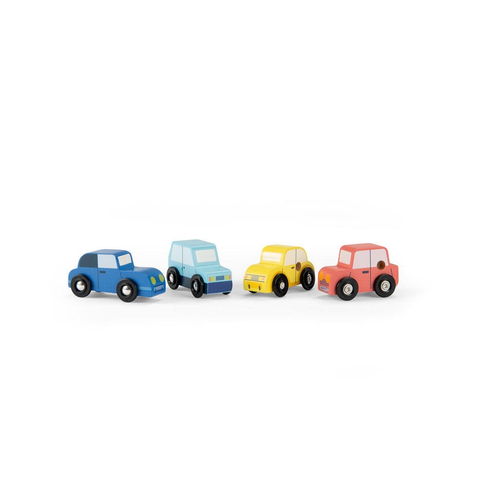 Set of 4 wooden cars