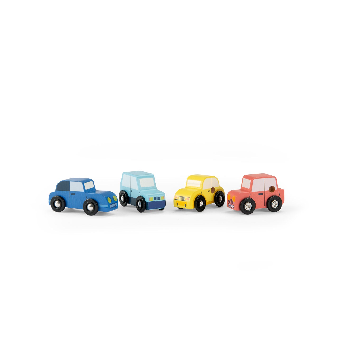 Set of 4 wooden cars