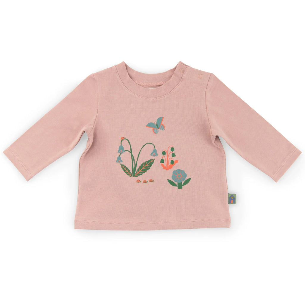 T-shirt manches longues en coton rose, Oriane