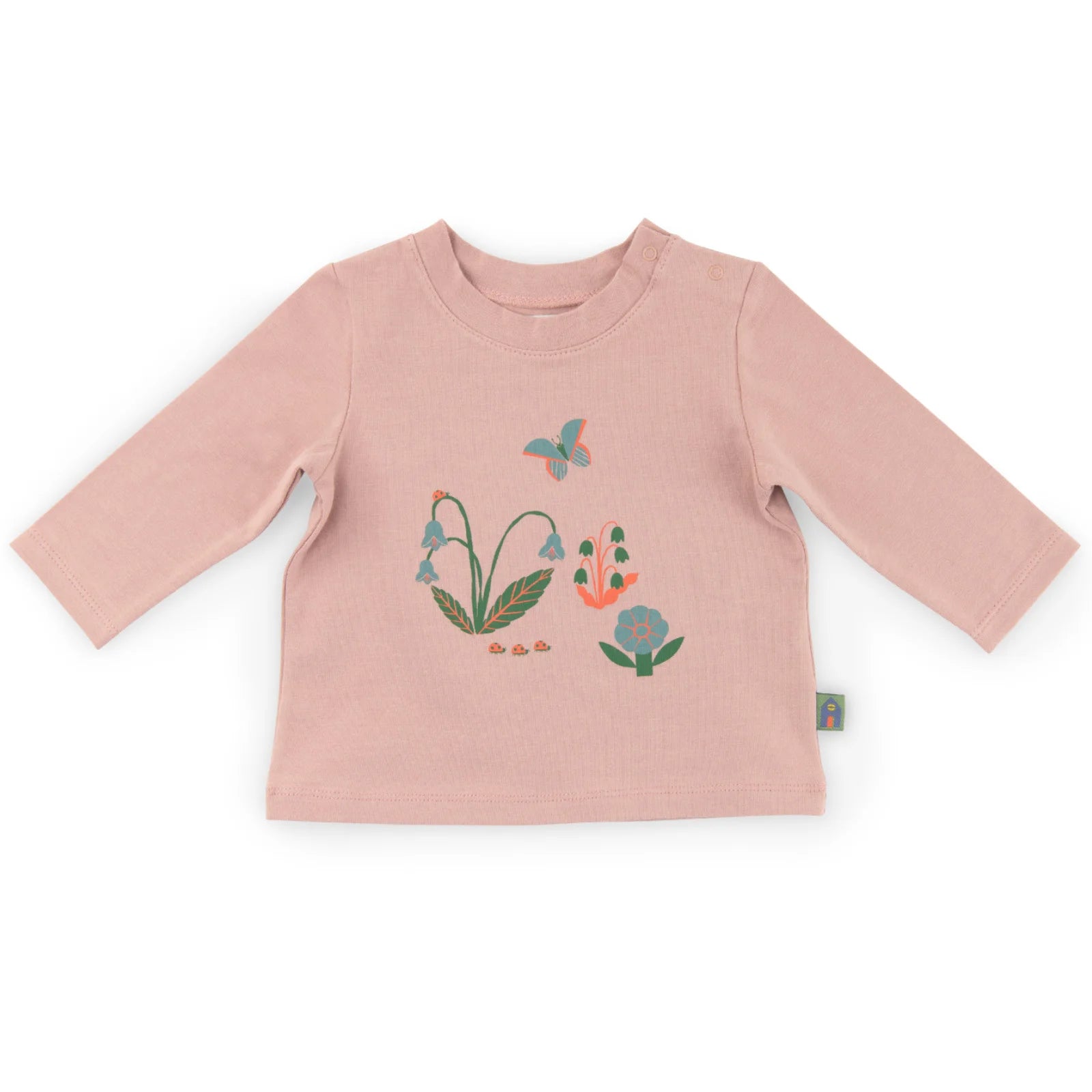 T-shirt manches longues en coton rose, Oriane