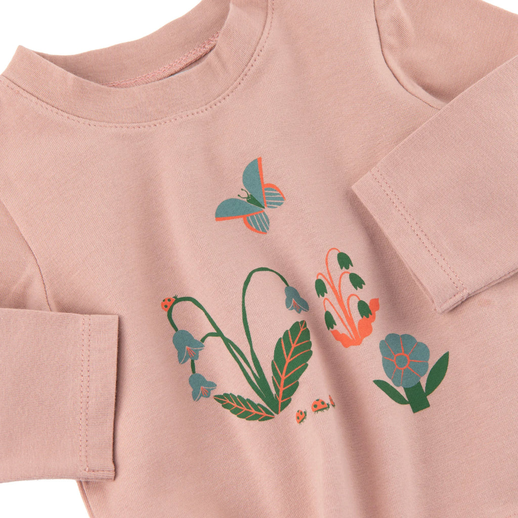 T-shirt manches longues en coton rose, Oriane
