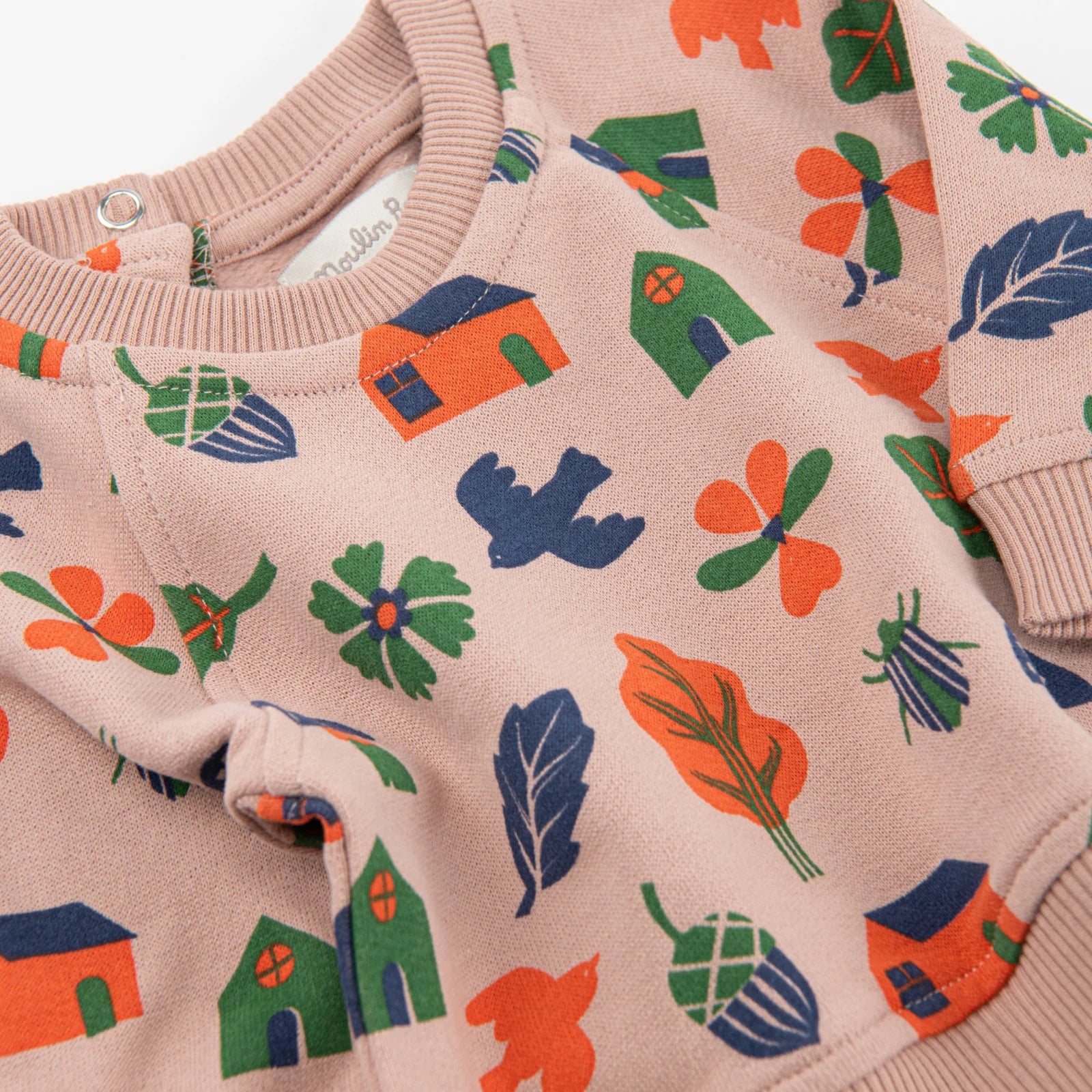 Sweat-shirt molleton imprimé sous bois rose, Olivia