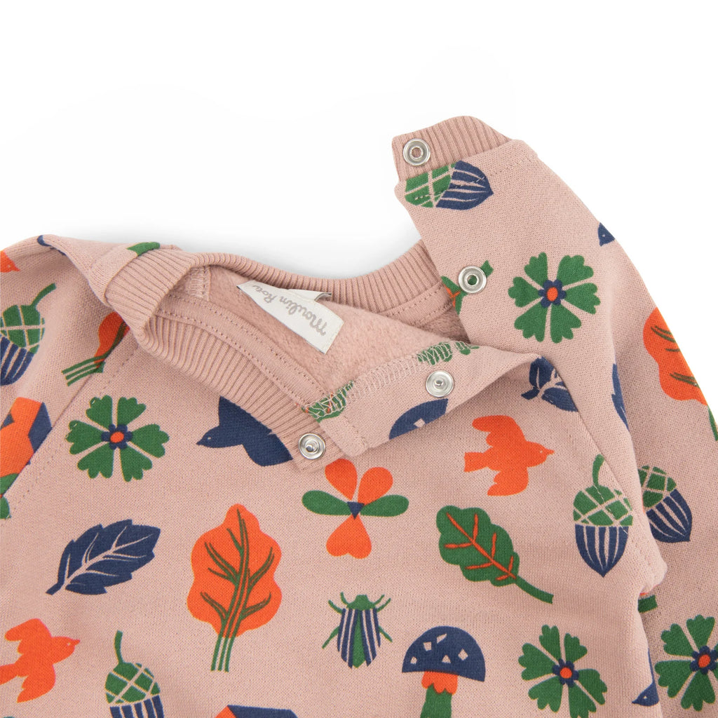Sweat-shirt molleton imprimé sous bois rose, Olivia