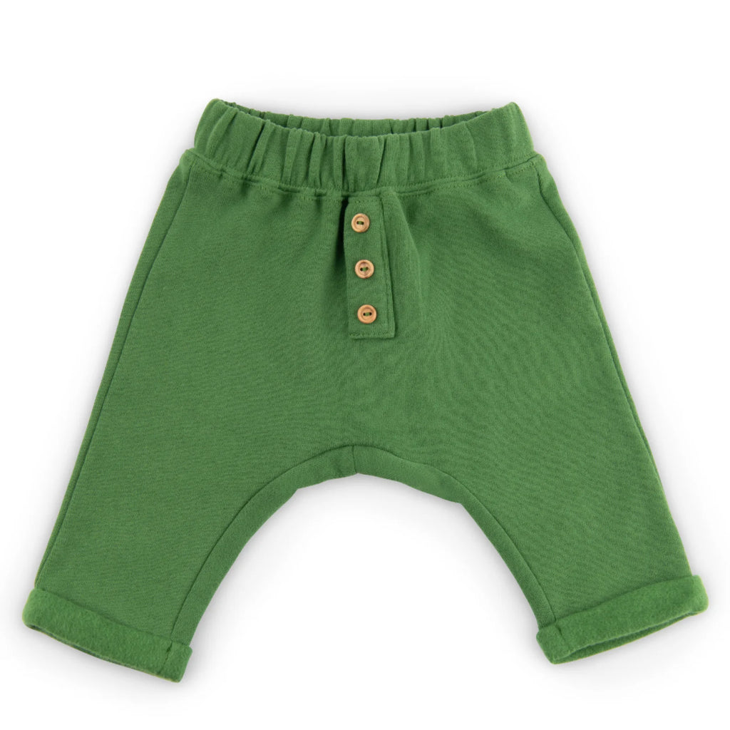 Pantaloni in cotone felpato effetto mano pesca verde, Octave