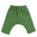 Pantaloni in cotone felpato effetto mano pesca verde, Octave