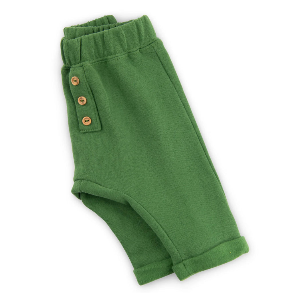 Pantaloni in cotone felpato effetto mano pesca verde, Octave