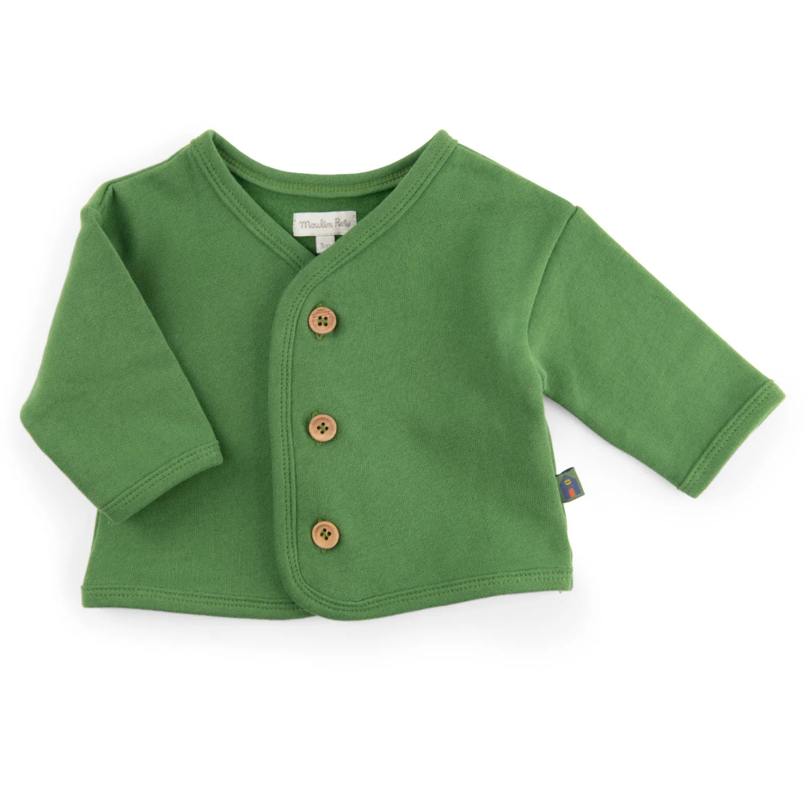 Cardigan in cotone felpato verde, Oscar