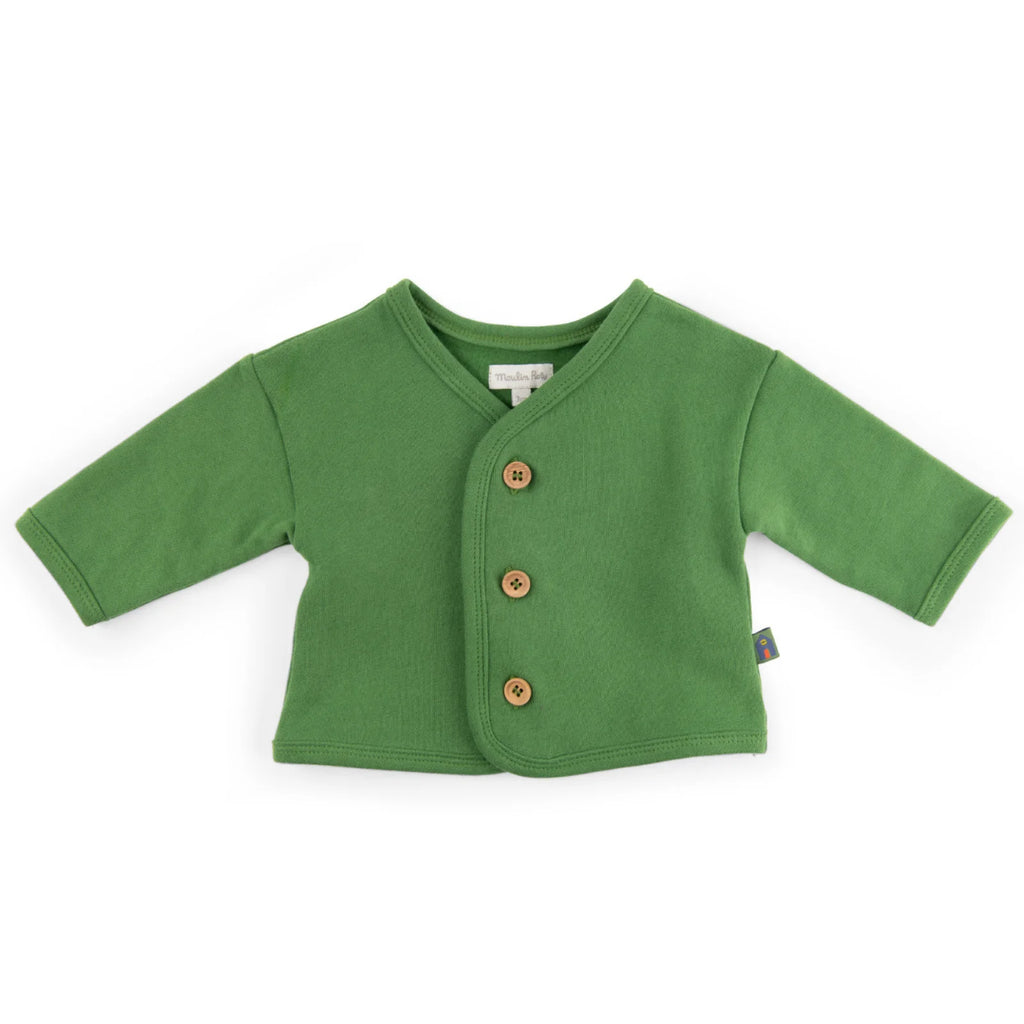 Cardigan in cotone felpato verde, Oscar