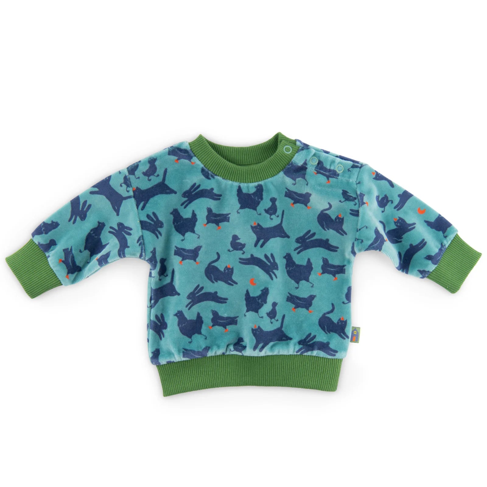 Blue bouclé velvet sweatshirt with animal print, Olly