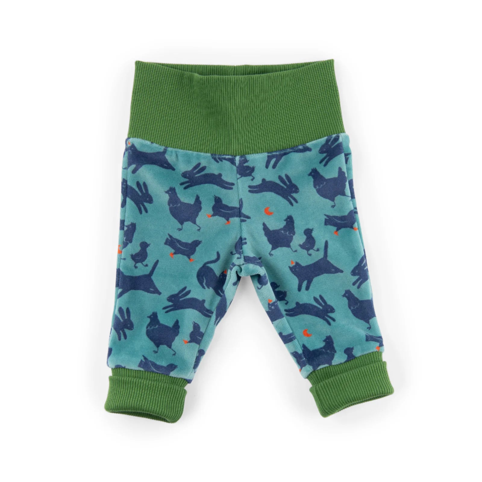 Blue bouclé velvet trousers with animal print, Oberon