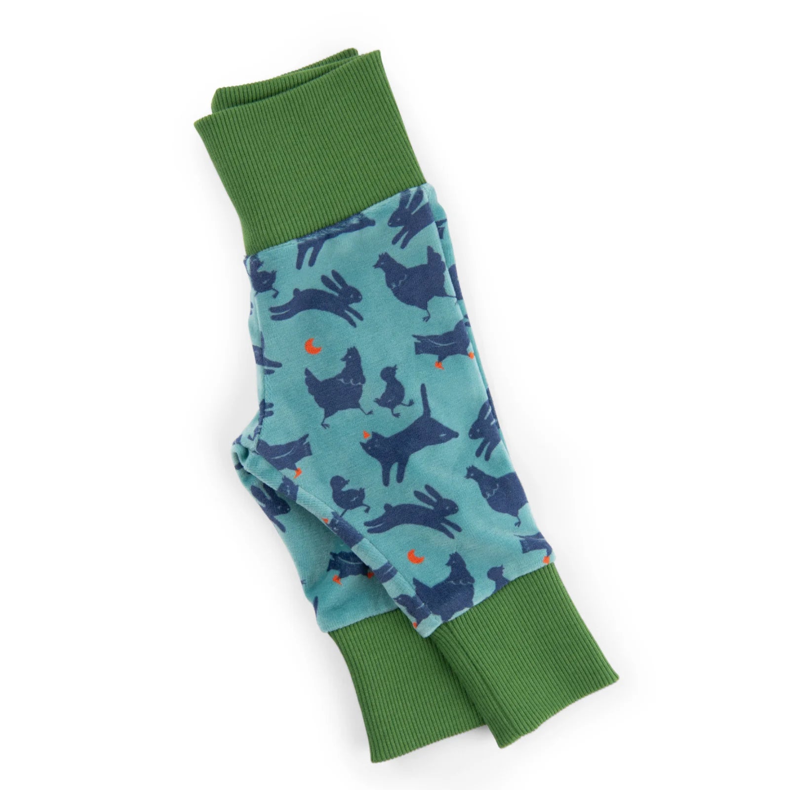 Blue bouclé velvet trousers with animal print, Oberon