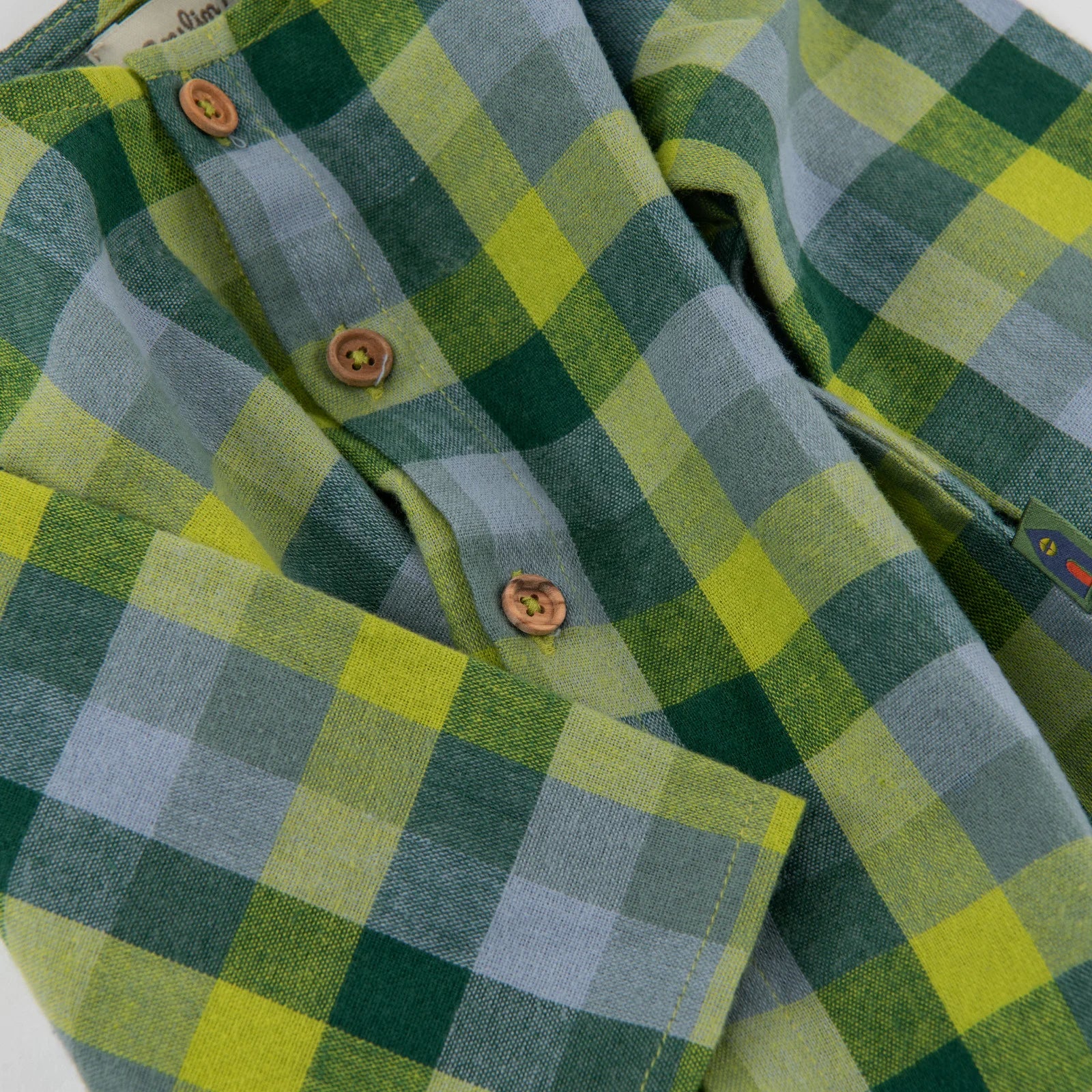 Camicia in cotone a quadretti verde, Osman
