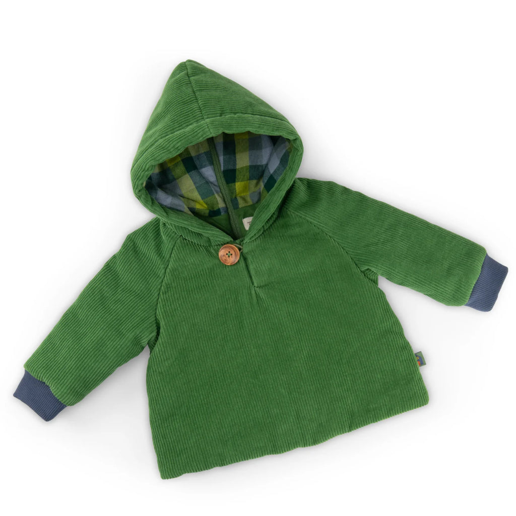 Green corduroy hooded coat, Olivier