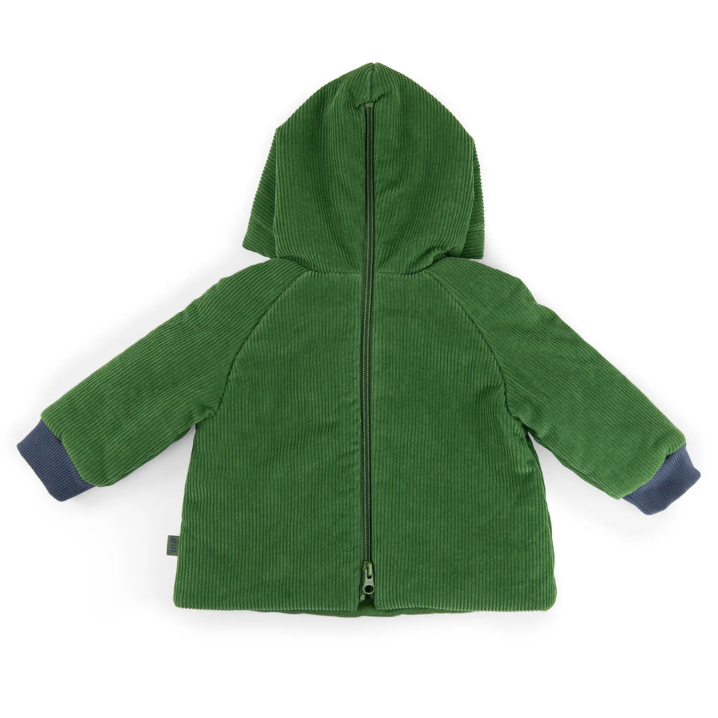 Green corduroy hooded coat, Olivier