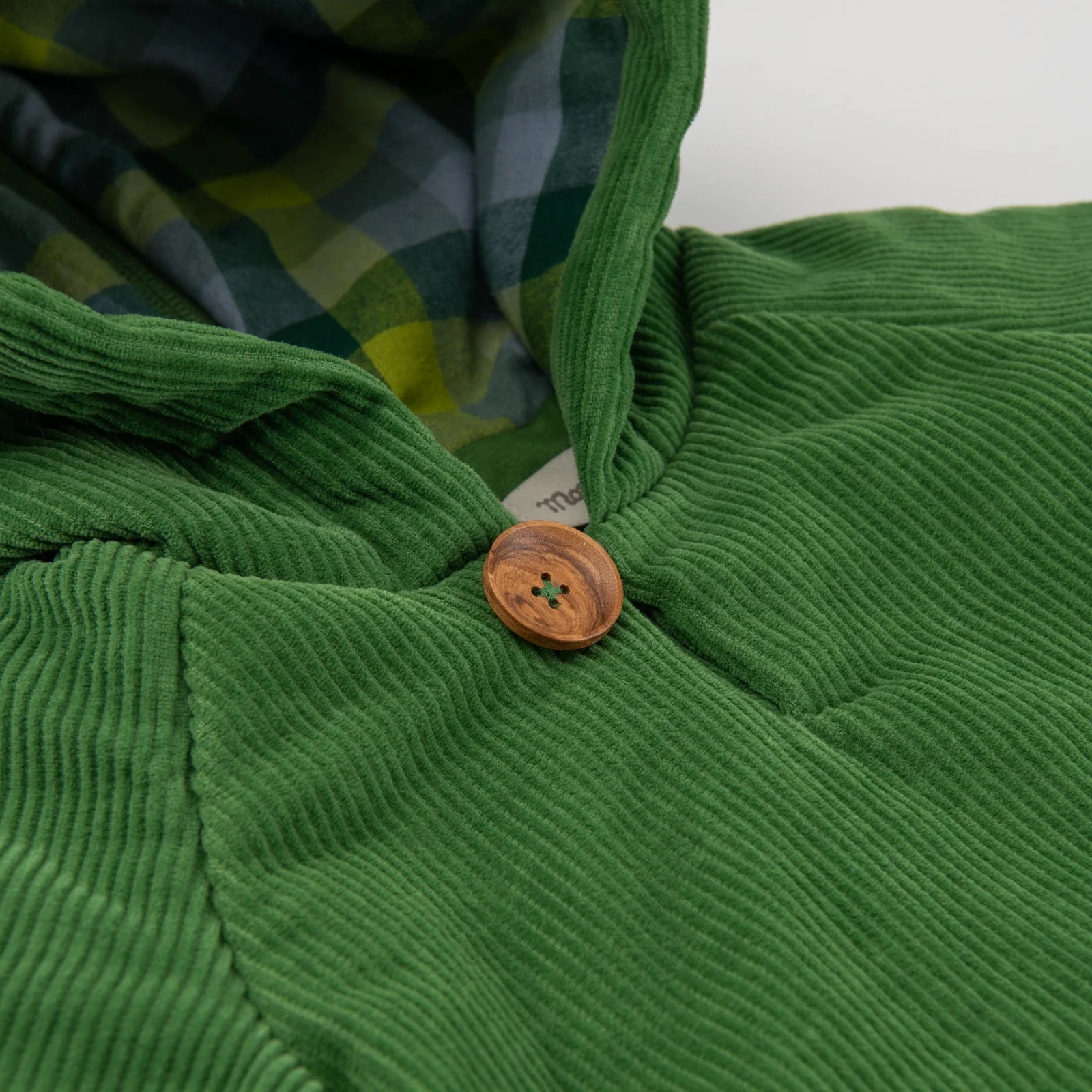 Green corduroy hooded coat, Olivier