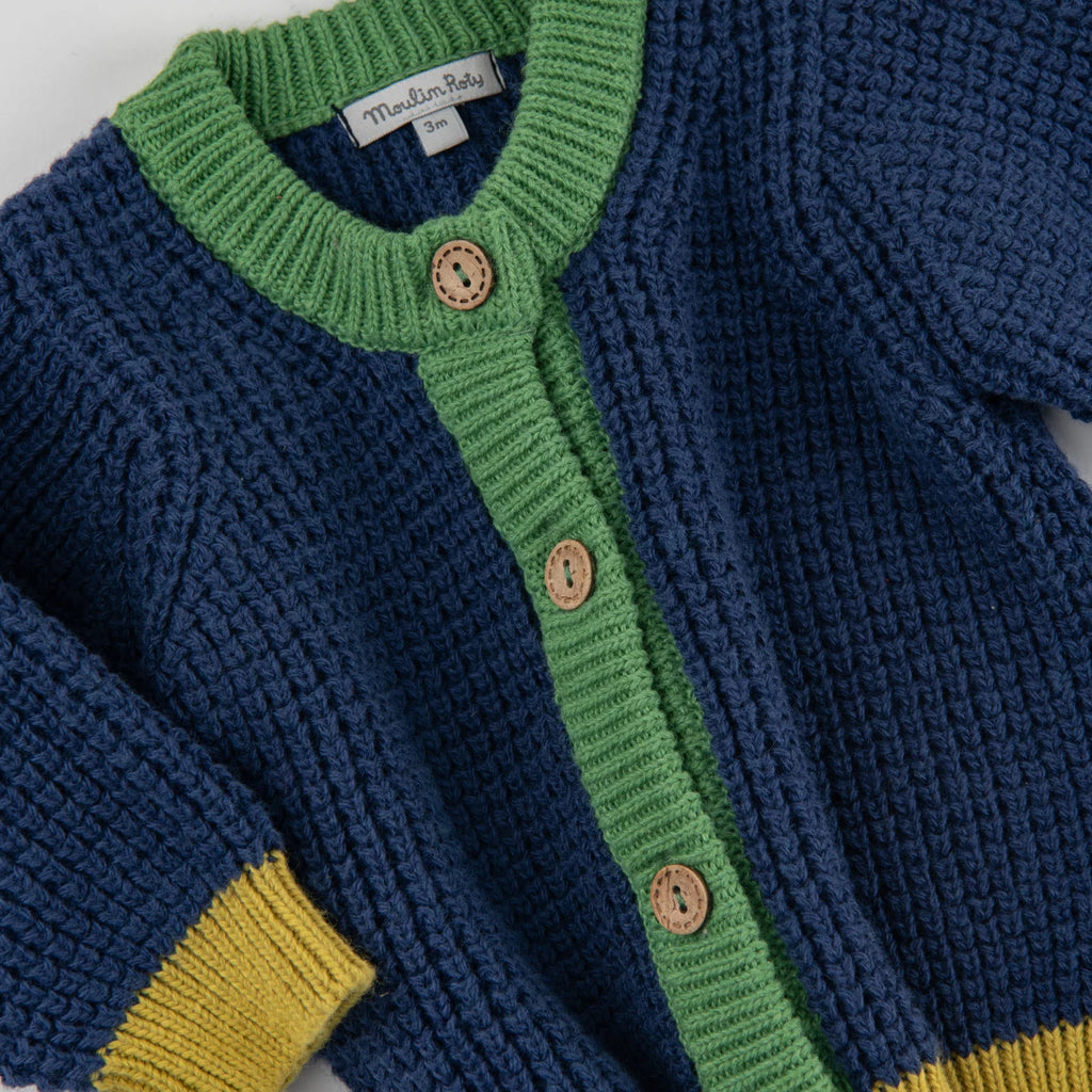 Cardigan in maglia grossa tricolore, Orion