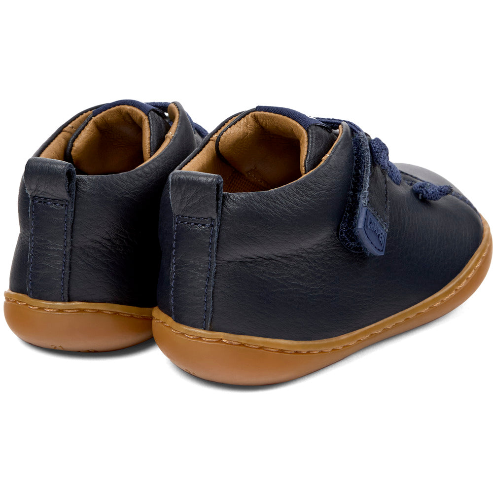 Blue leather ankle boots for kids, Peu