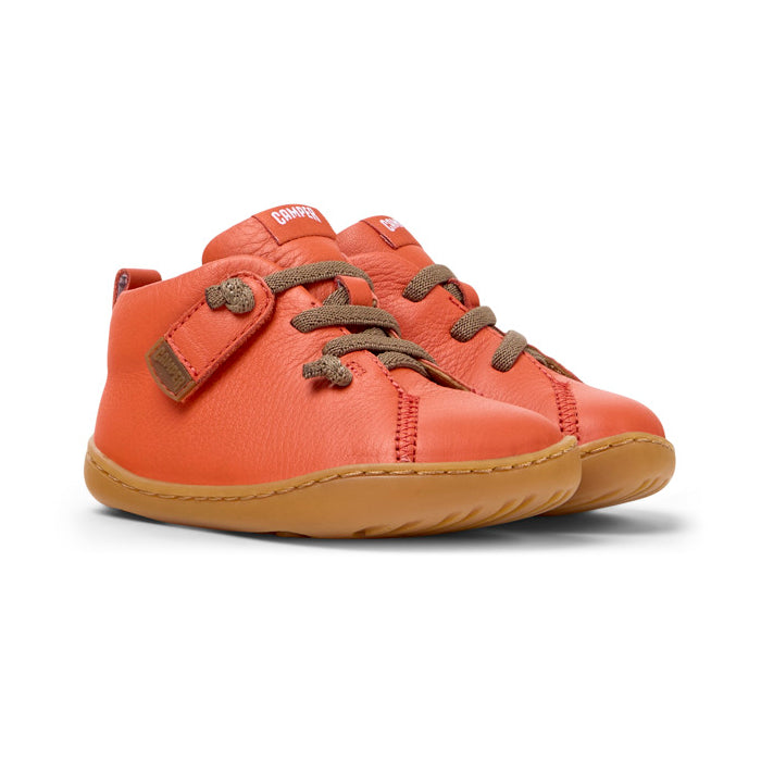 Orange leather ankle boots, Peu