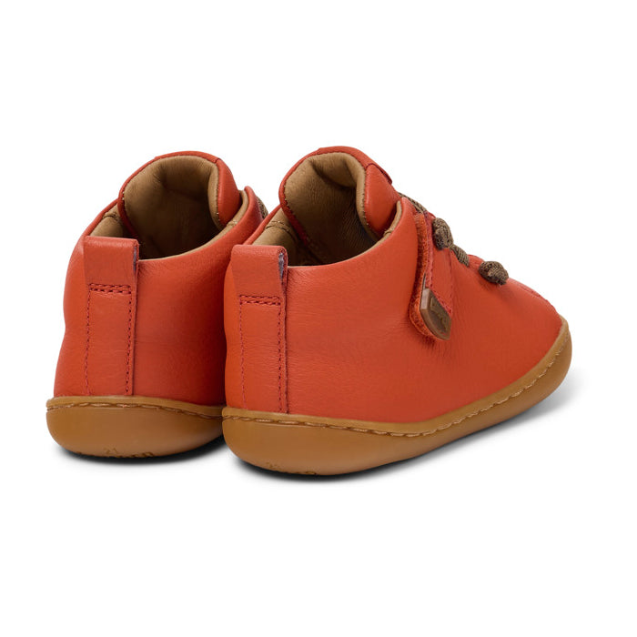 Orange leather ankle boots, Peu