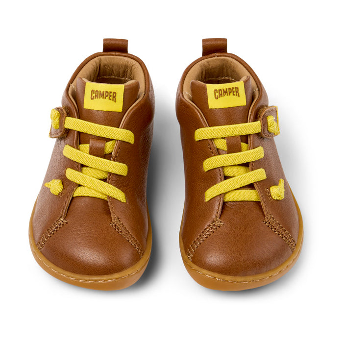 Brown leather ankle boots, Peu