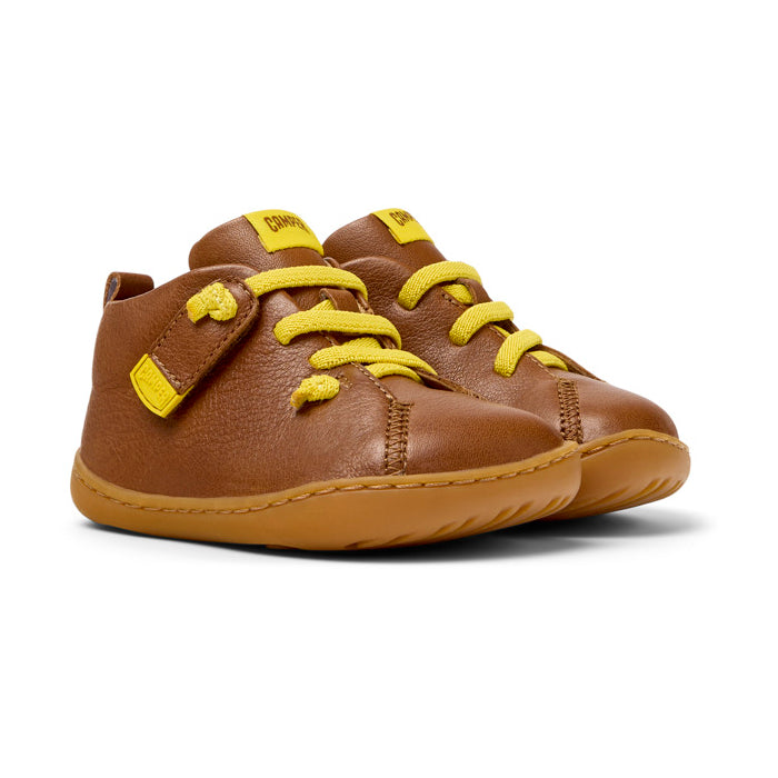 Brown leather ankle boots, Peu