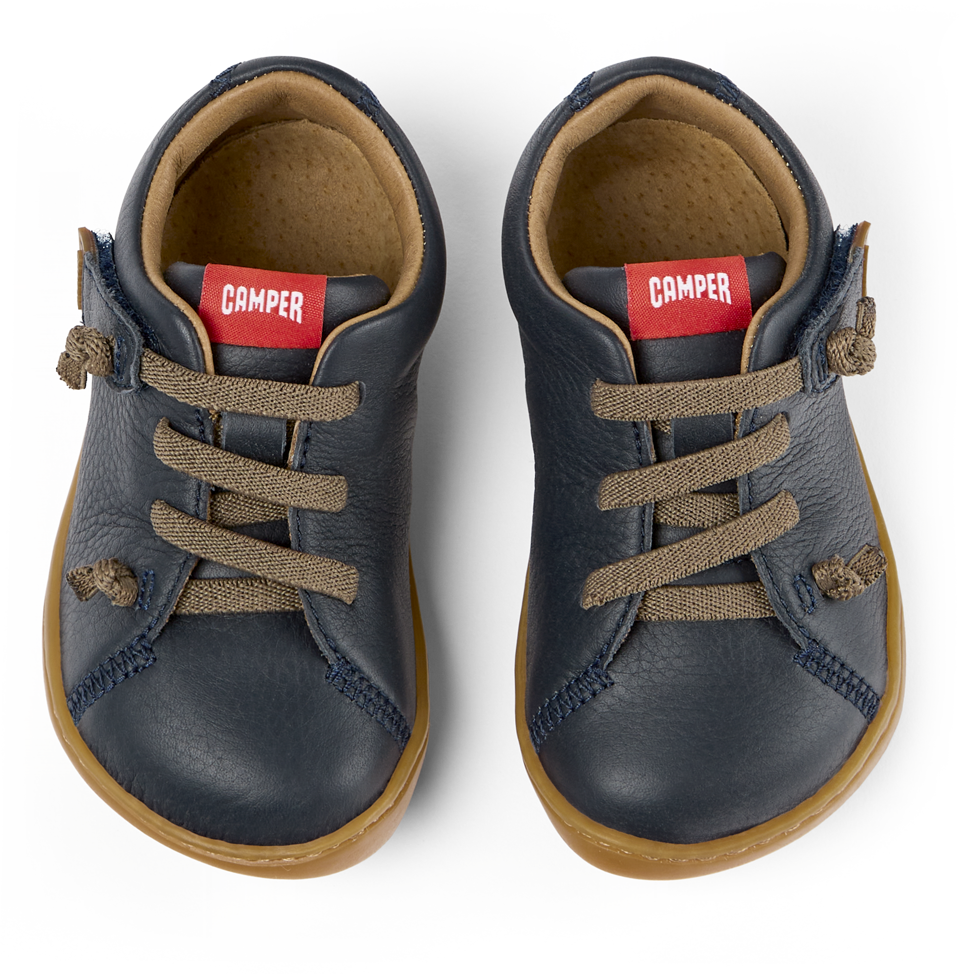 Navy blue leather shoes, Peu first steps