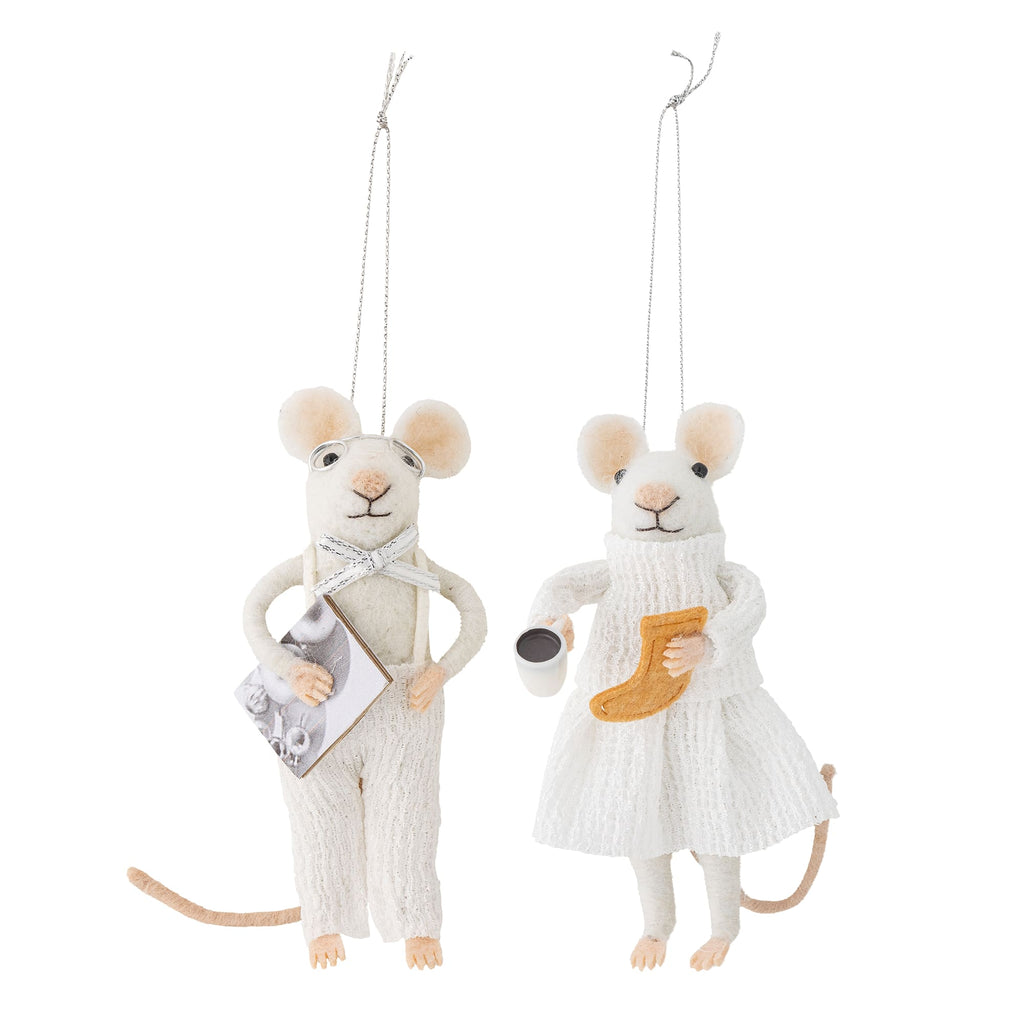 Christmas Ornament, Set of 2 Grandparents Mice