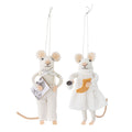 Christmas Ornament, Set of 2 Grandparents Mice