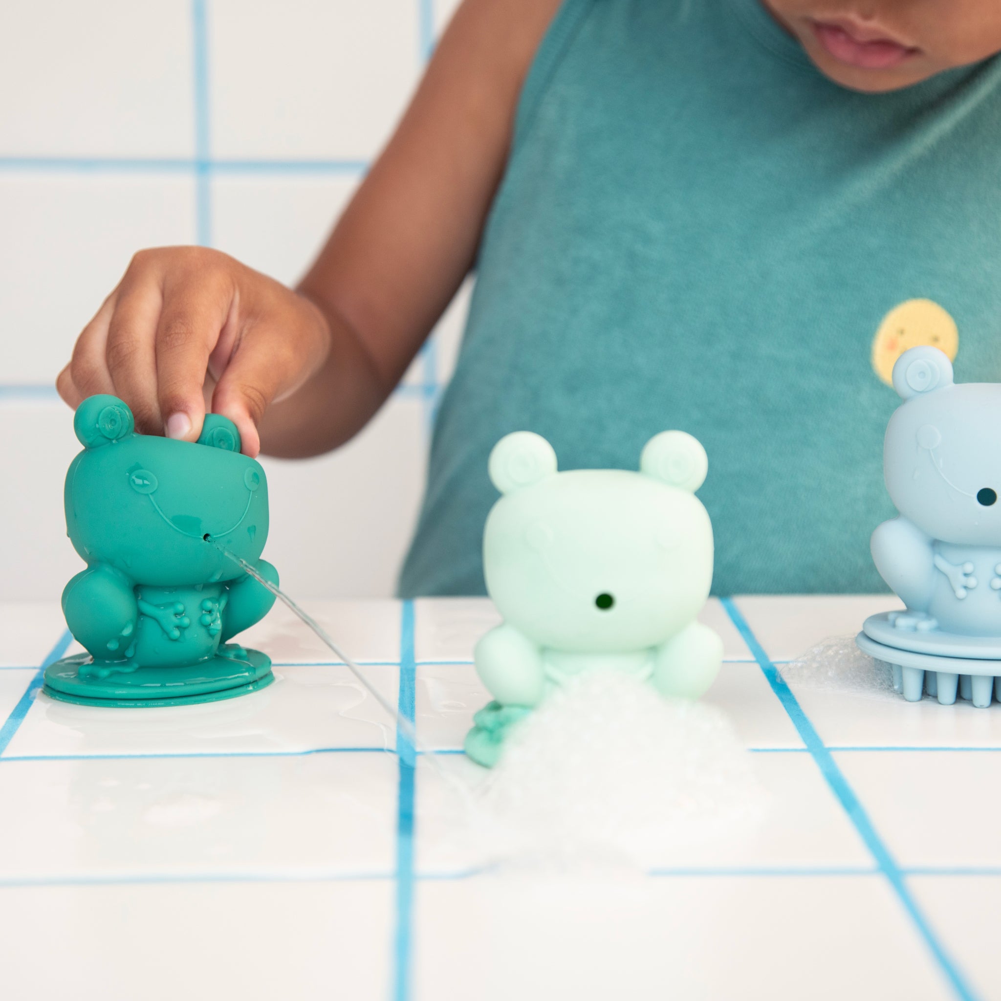 Gioco da bagno, Set 3 rane in silicone