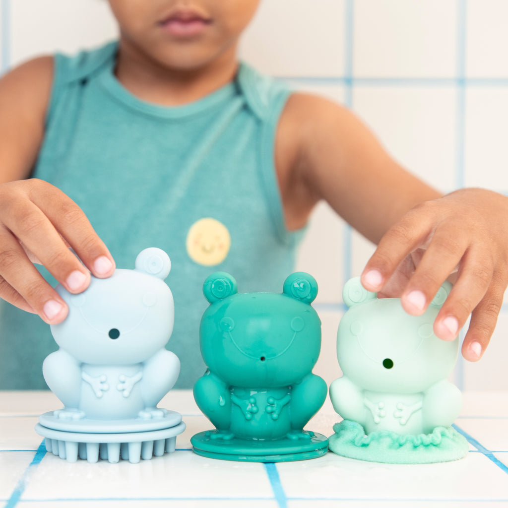 Bath Toy, Set of 3 Silicone Frogs
