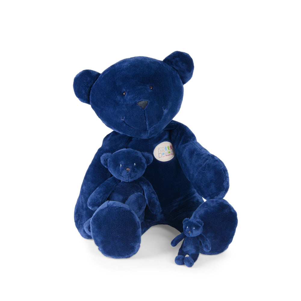 Small navy blue teddy bear plush, Les P'tits Doudous de l'hôpital