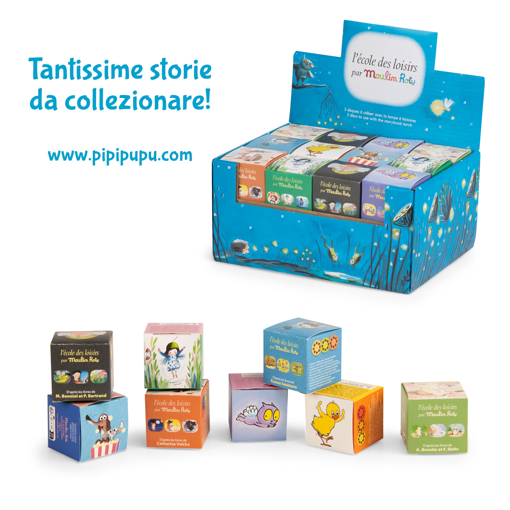 Moulin Roty | Scatola 3 dischi per lampada storie della buonanotte Cornabicorna