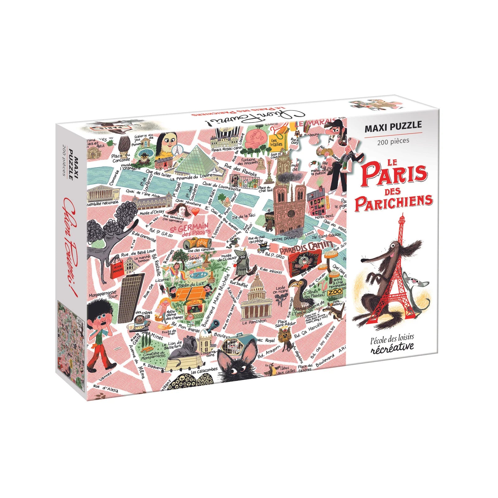 Puzzle Paris avec Chien Pourri, 200 pièces