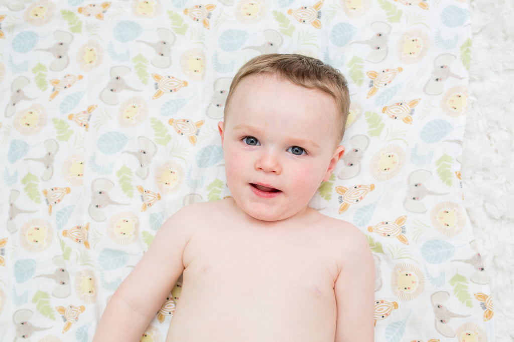 Muslin Cotton Baby Swaddle Blanket 120x120cm, Jungle