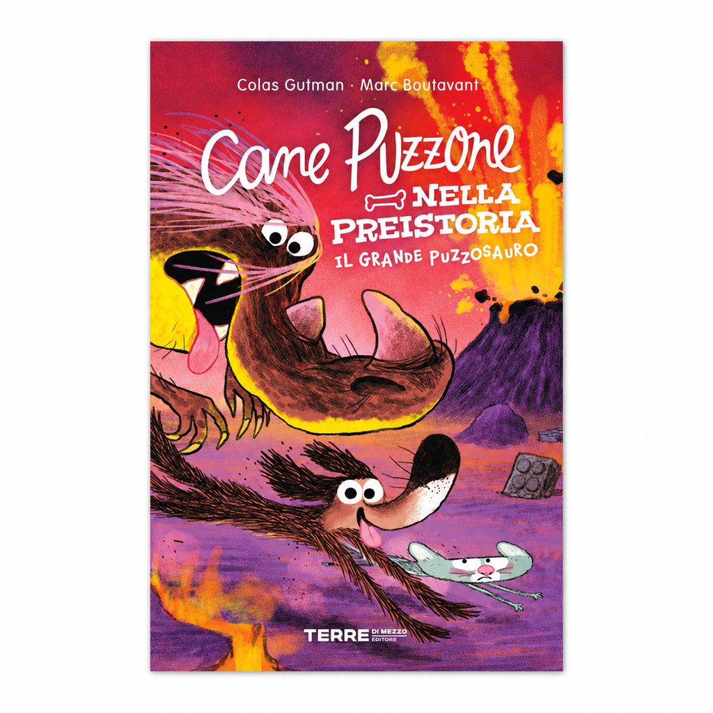 Cane Puzzone nella preistoria – Il grande puzzosauro, copertina italiana su fondo bianco