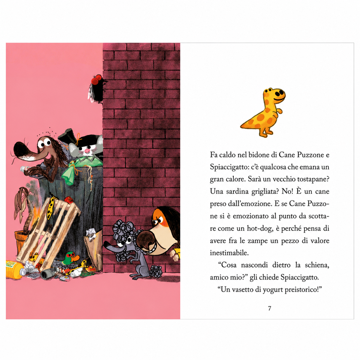 Cane Puzzone nella preistoria – anteprima interna, illustrazione e pagina 7 in italiano
