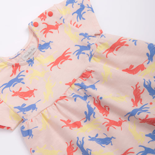 Printed pink cotton dress, Laura