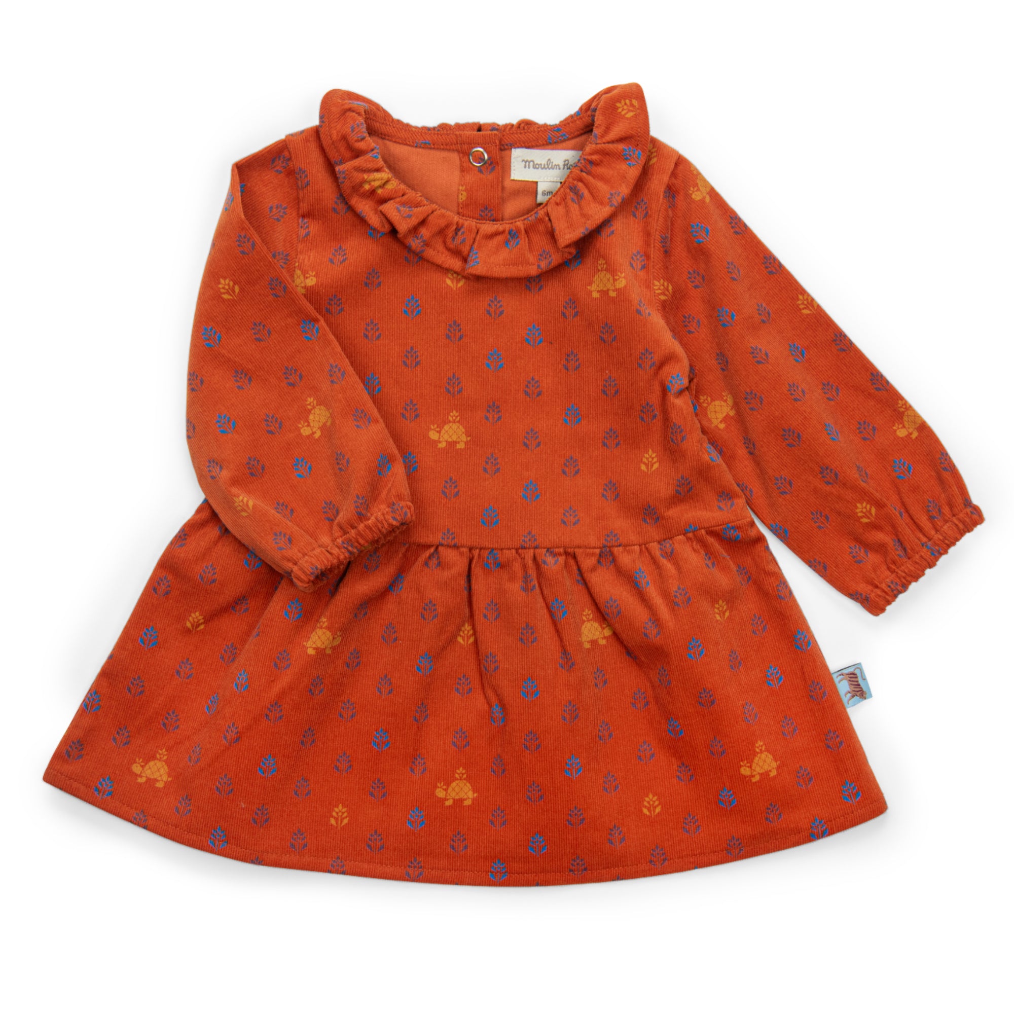 Needlecord dress with ruffled collar, Manon